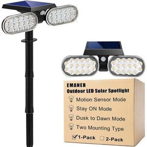Motion Solar Lights Outdoor, Solar Security Light, Stay On or Motion On/Off Mode